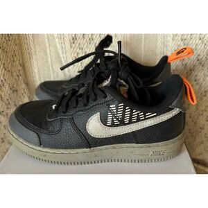 Nike Air Force 1 Sz 13C Black Wolf Grey Orange CK0829-001 Low Top Leather Shoes